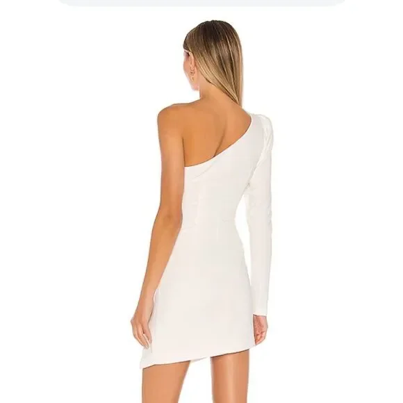 NWT Michael Costello x REVOLVE Fabian Mini Dress Ivory white one shoulder XS - Picture 3 of 8